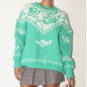 EMERALD VINTAGE ROSE SWEATER